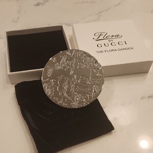 Gucci Silver Floral Compact Mirror